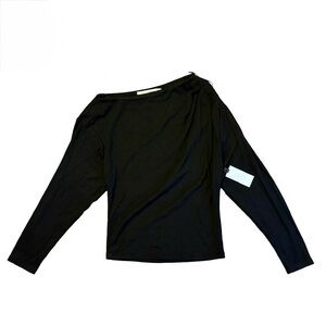 ASTR the Label Women’s Black Ruched Drop Shoulder Long Sleeve Blouse NWT Size S